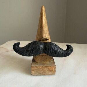Wooden Eyeglass Stand Mustache‎ Nose Holder Hand Carved Wood Sunglasses Display